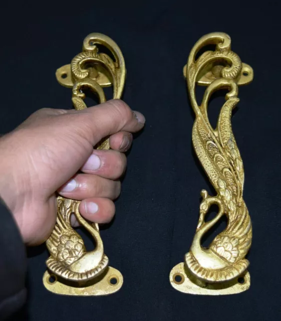 Peacock Golden Shape Door Handle Brass Handmade Restaurant Door Handle Gk 608 3