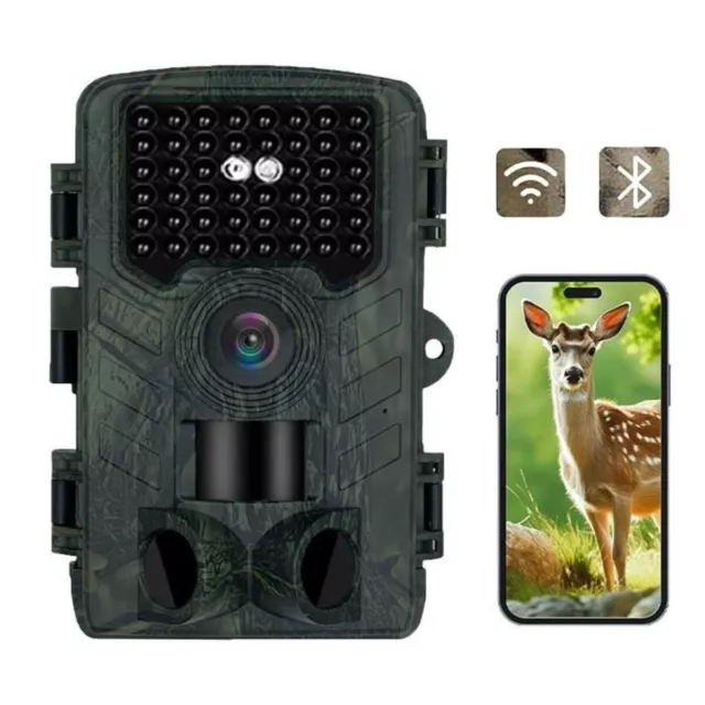 Caméra de chasse 48MP 2.7K Enregistrement vidéo Vision Nocturne IP66 étanche