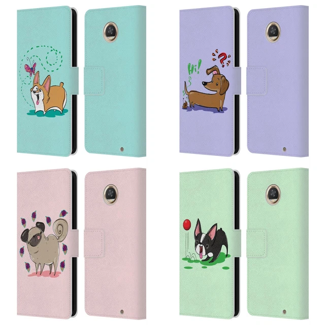 Official Grace Illustration Dogs Leather Book Wallet Case For Motorola Phones