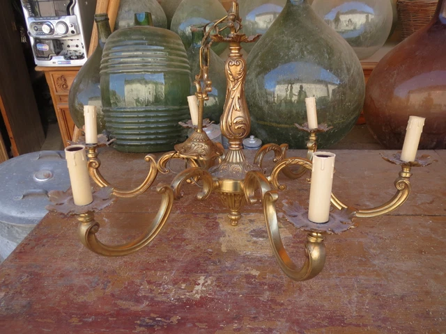 Lustre 6 feux en bronze de style Louis XV des a