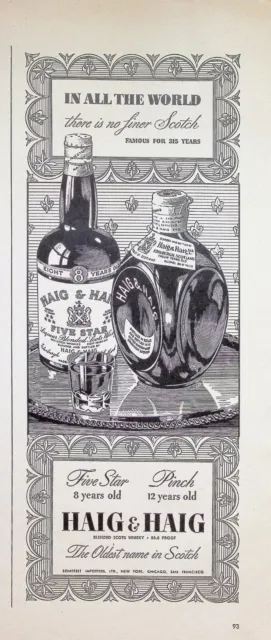 VINTAGE 1940s Print Ad ~ Haig & Haig Scotch Whisky ~ The Oldest name in Scotch