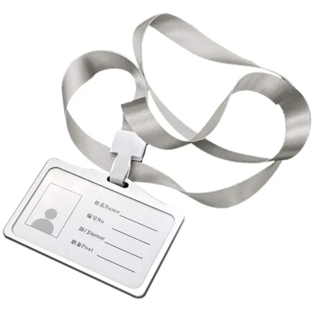 Supporto carte d'identità stile orizzontale in lega di alluminio con cordino esterno Q1G9