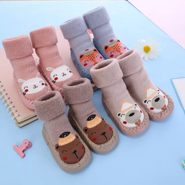 Pantofole antiscivolo neonati bambine bambini bambini calze cotone scarpe invernali