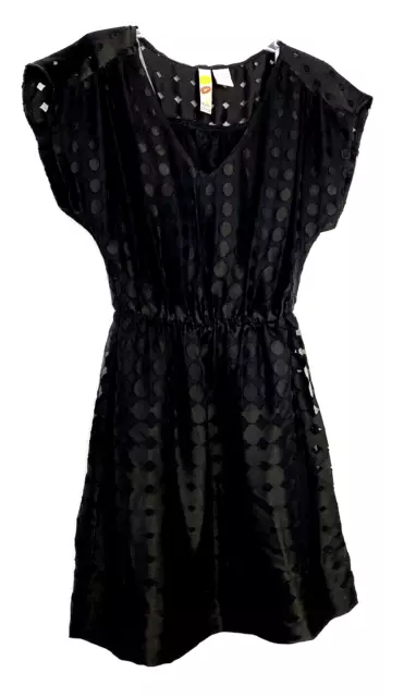 Mimi Chica Lined Women's Mini Dress Black Cinch Waist Lined Short Sleeve S