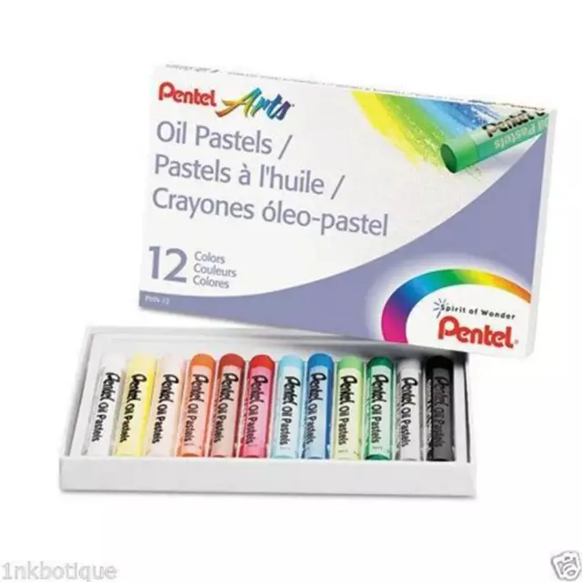 Pentel Arts Oil Pastels Fade Resistant Colors Pack of 12 Assorted Ages 3+