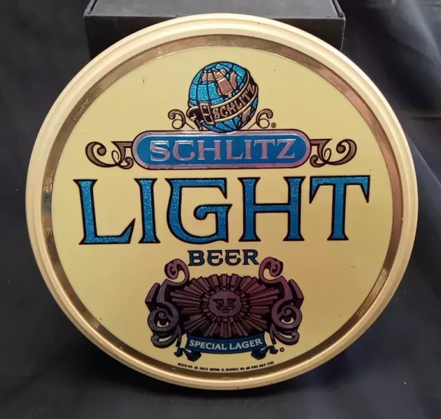 Schlitz Light Beer Hard Plastic Sign Vintage 1976 MCM Man Cave Advertising