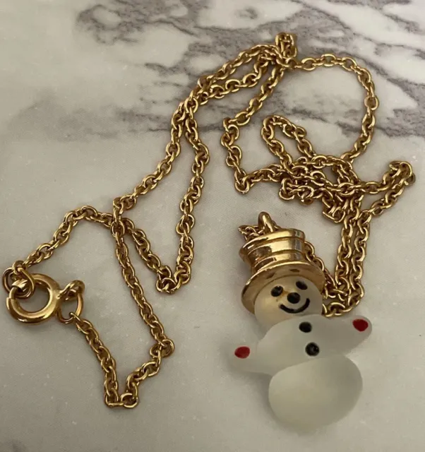 Avon Mr. Snowman Pendant Necklace With Box 1980