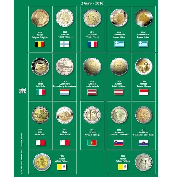SAFE 7341-18 Münzblatt Mit Vordruck Für 2 EURO 2016 - 2017