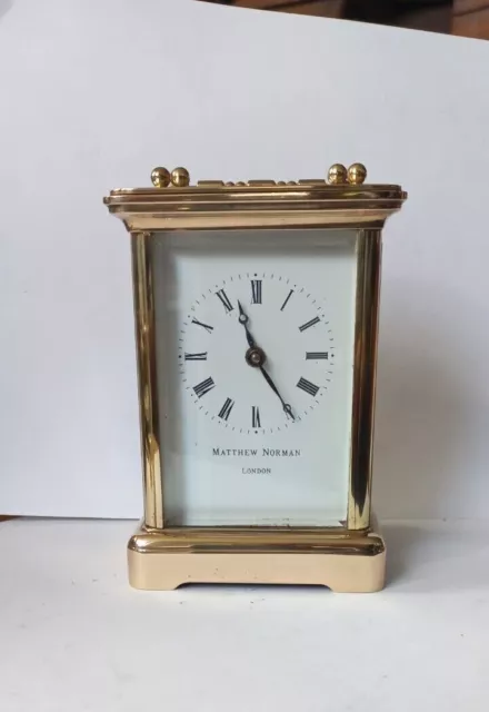 Matthew Norman London Carriage Clock 1754 Brass 11 Jewel Swiss Movement