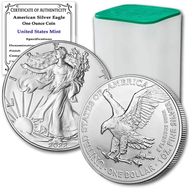 Lot of 20 2022 1oz American Silver Eagles Brilliant Uncirculated w/ Certificate