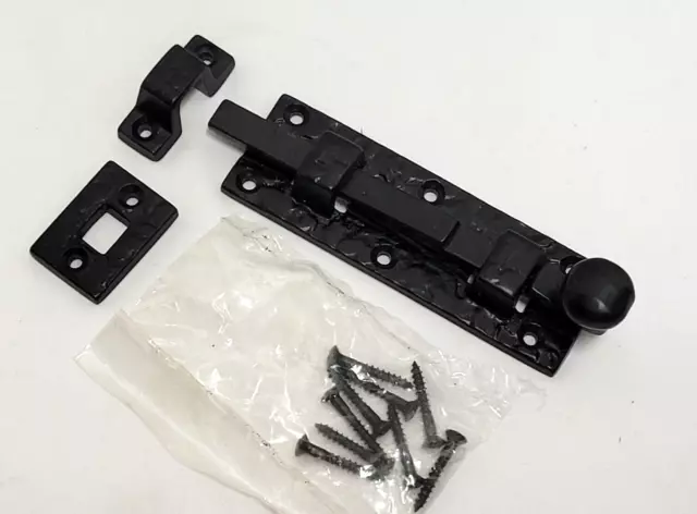 BLACK POWDER COATED Door Sliding Barrel Bolt  Latches, Gate Latch 5" x 1  3/8"