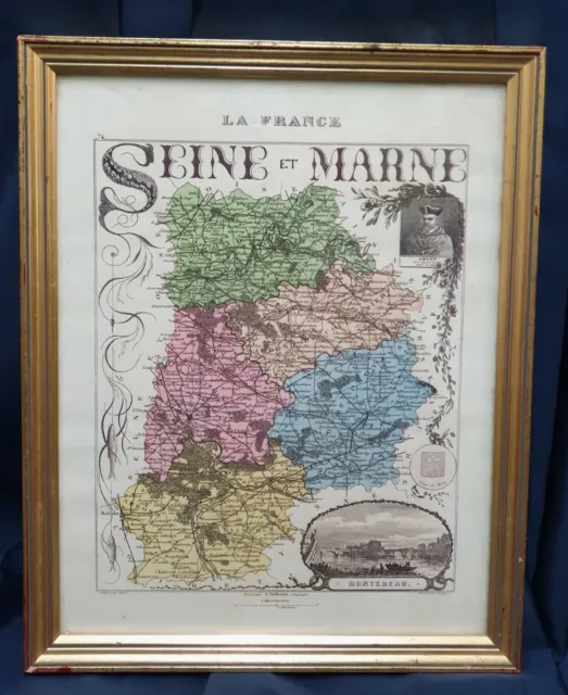 Ancienne Carte Géographique De La France Seine Et Marne 77 Encadree