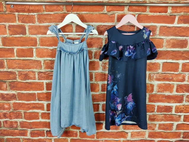 Pacchetto Ragazze Età 7-8 Anni 100% Prossimo Abito Blu Senza Maniche Festa Estiva 128Cm