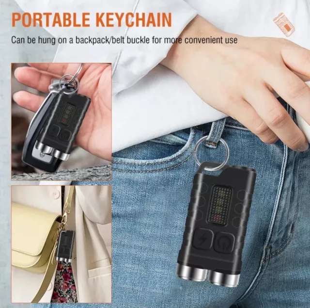 Mini LED Flashlight Keychain Pocket Magnetic Portable Torch USB Police Led Army