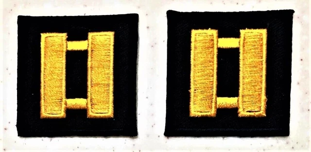 Police Captain Uniform Rank Insignia Embroidery Patches Set of 2 Gold - NEW COND