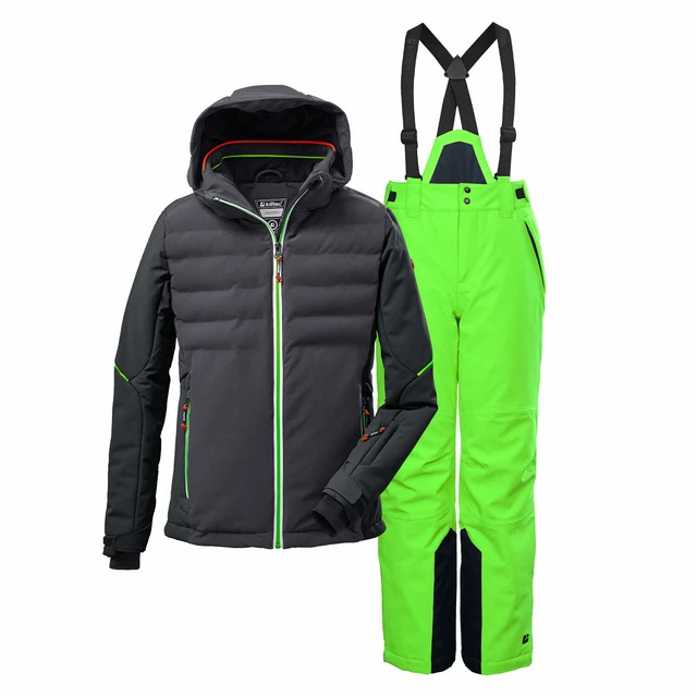Killtec Skianzug Kinder Jungen Anthrazit Neon Grün Skijacke + Skihose Gr 128-164