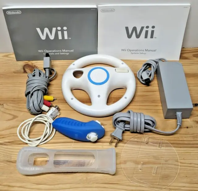 OEM Nintendo Wii Power Supply AV Cables Wheel Nunchuck Official Lot Tested