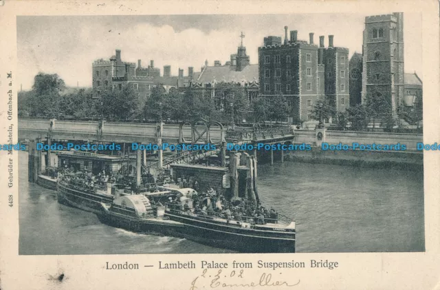 R029415 London. Lambeth Palace from Suspension Bridge. 1902