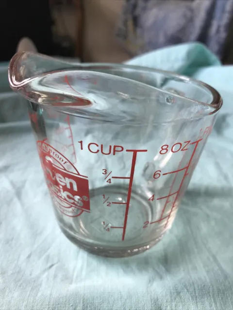 Vintage Anchor Hocking Red Oven Originals 1-Cup Measuring Cup Glass