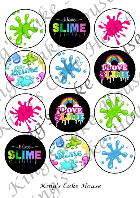 Topper Slime SLIME CUPCAKE TOPPERS, edible icing sheet, slime fan birthday cake ...