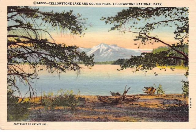 Colter Peak and Yellowstone Lake Yellowstone National Park Vtg Postcard CP316