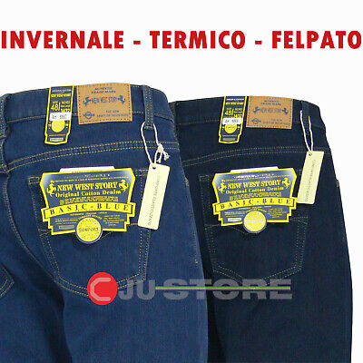 Jeans uomo New story pantalone cotone denim invernale FODERATO IMBOTTITO FELPATO