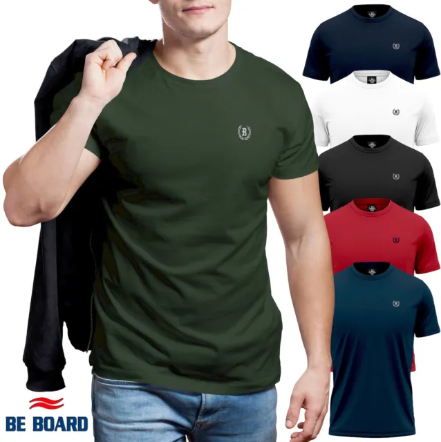 T Shirt Uomo Manica Corta Tinta Unita Be Board 100% Cotone M L Xl Xxl 3Xl