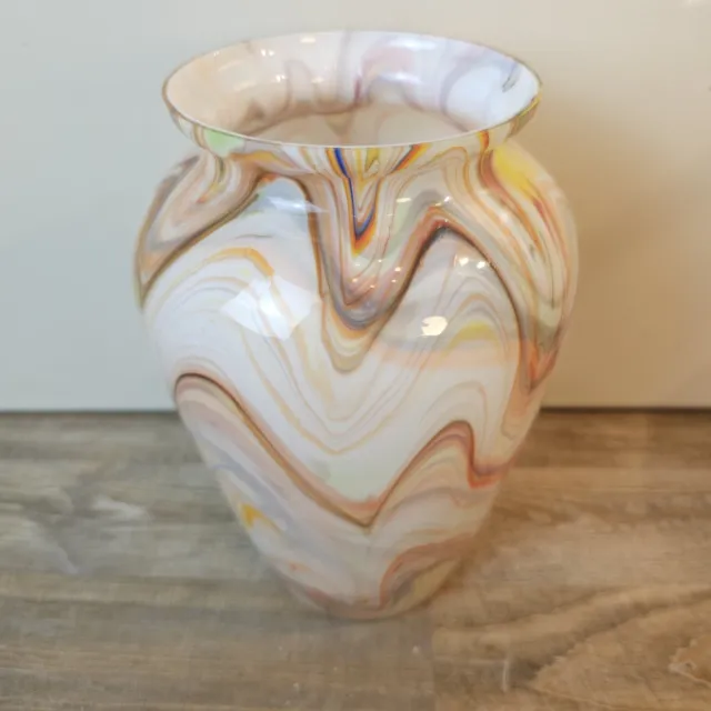 Böhmisch Tschechische Art Deco Glas Vase Um 1920 Swirl