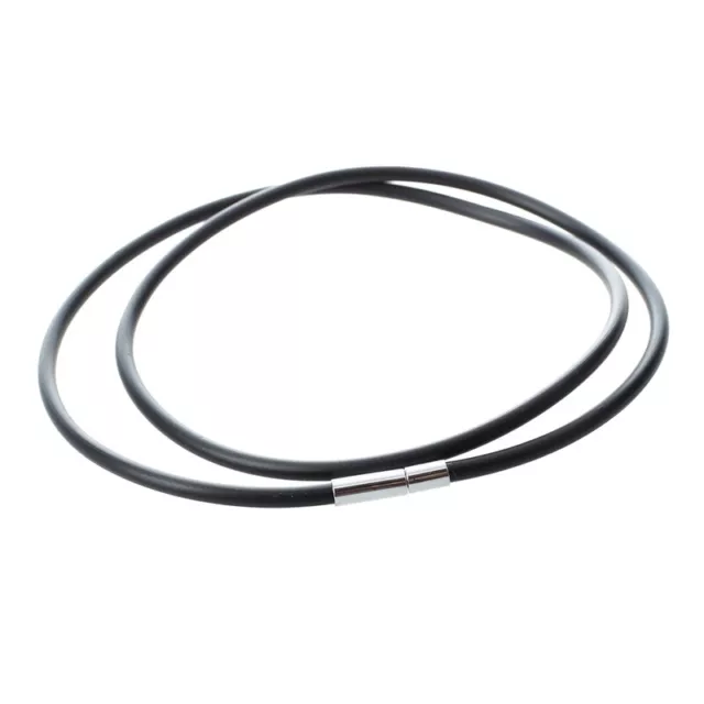 3mm corde de collier en caoutchouc noire avec fermoir en acier inoxydable - 22U2