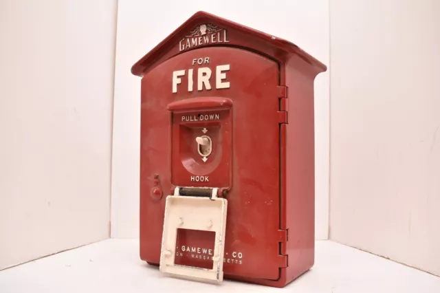 Vintage Gamewell Fire Alarm Call Box Pull Station Fireman Cast Metal