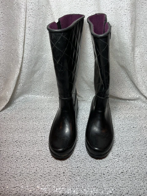 Sperry Top-Sider Pelican III Waterproof Black Quilted Rain Boots STS91093 Size 7