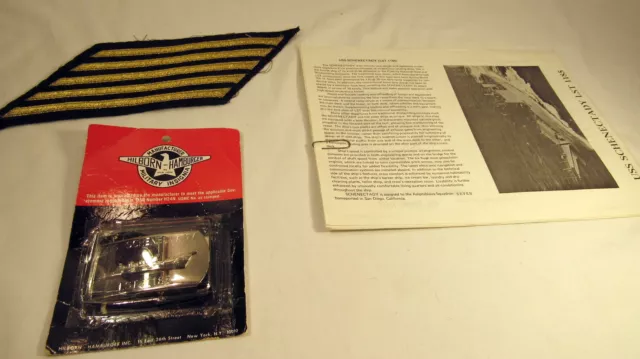 Vtg Lot Of U.s. Naval Memorabilia  Cpo 5 Gold  Patch, Belt Buckle, Literature