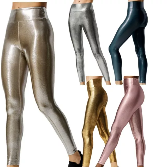 80s Shiny Neon Leggings Costume 80's Stretch Fluro Pants Gym Yoga Dance  Party