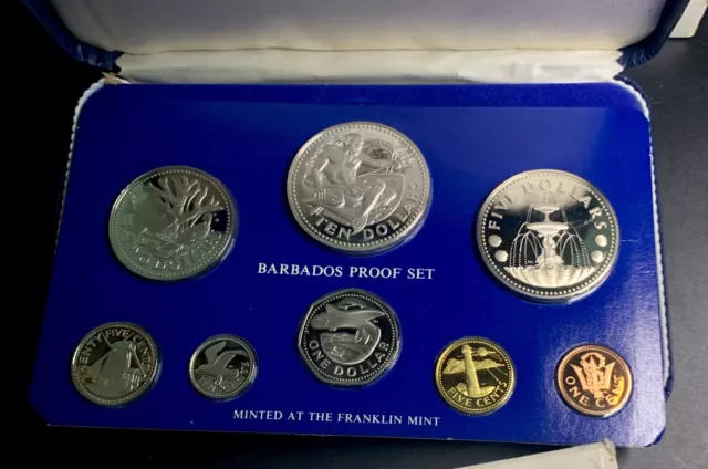 Barbados 1975 Proof Set / Beautiful Gem 8 Coin Set / KmPS4 / With Mint Box & COA 3