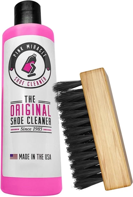 Pink Miracle Shoe Cleaner Kit with Bottle and Brush For Fabric Cleaner For
