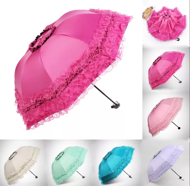 Lolita Cosplay Lace Parasol Sun / Rain Women Princess Anti-UV 3 Folding Umbrella