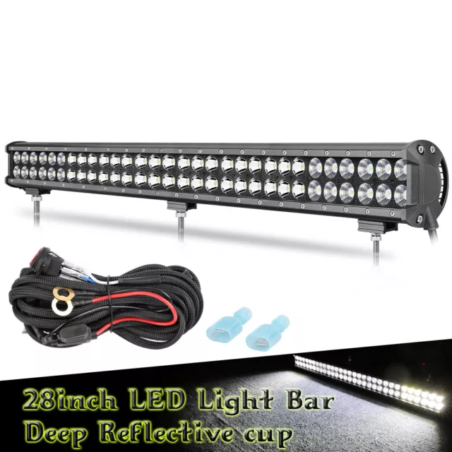 28inch LED Light Bar Dual Row Spot Flood Combo Offroad Work Driving 4WD+Wire AU