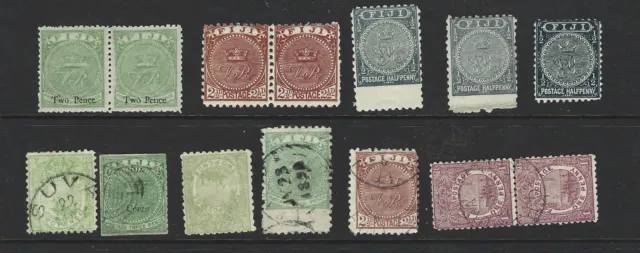 Fiji Stamps: Early Selection of 1800s Stamps - Mint and Used Cat £125