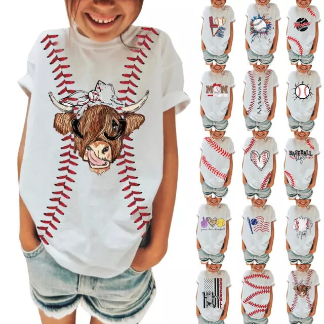 Toddler Girls Boys Casual Baseball 3D Prints Teen Kids Clothes Outfit Tops