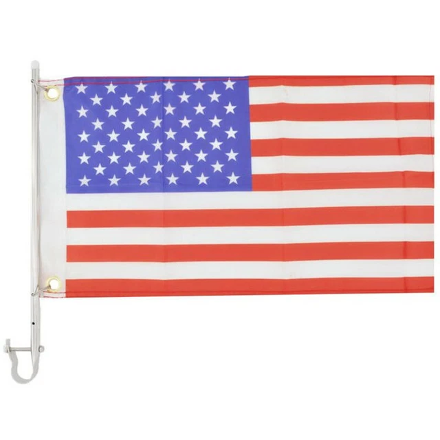 ISURE MARINE Boat Flag USA Stainless Steel Rail Mount Flag Staff Pole