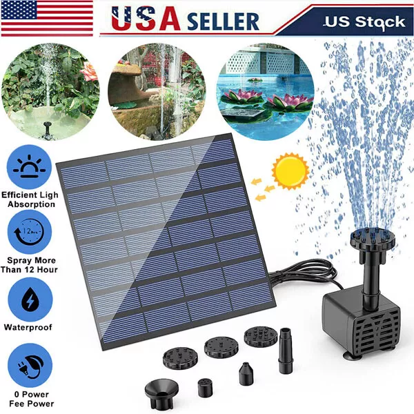 Solar Power Fountain Submersible Floating Water Pump Bird Bath Pond Garden Decor