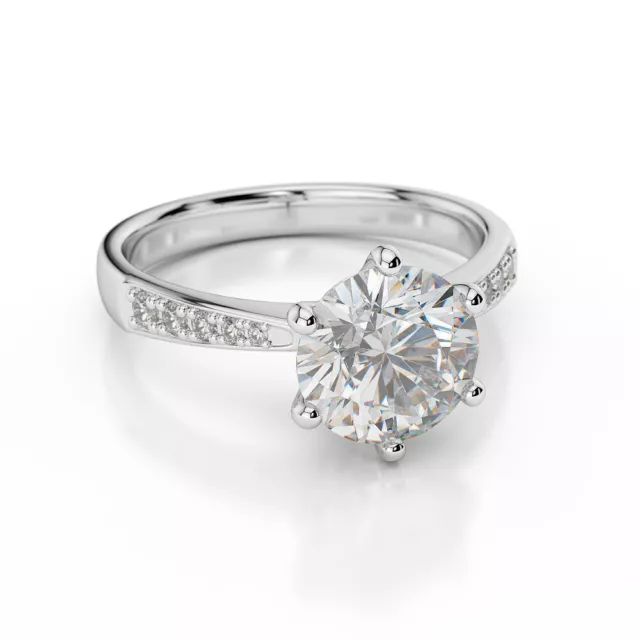 1 1/3 CT Diamond Engagement Ring Round Cut H/SI2 14K White Gold Size 7