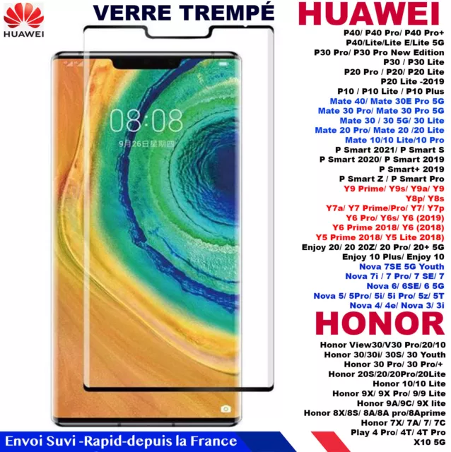 VITRE VERRE TREMPÉ HUAWEI Honor P10/ P20/P30/P40/ MATE VIEW 10 20 30 7X Lite Pro