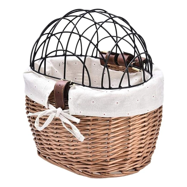 Katze Hund Fahrrad Vorne Lenker Korb Haustiere Sitz Handgewebte Wicker H4C5