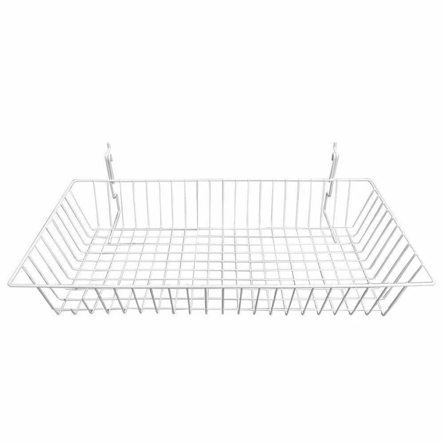 WHITE SLATWALL, GRIDWALL or Pegboard Multipurpose Basket 24" W x 12" D