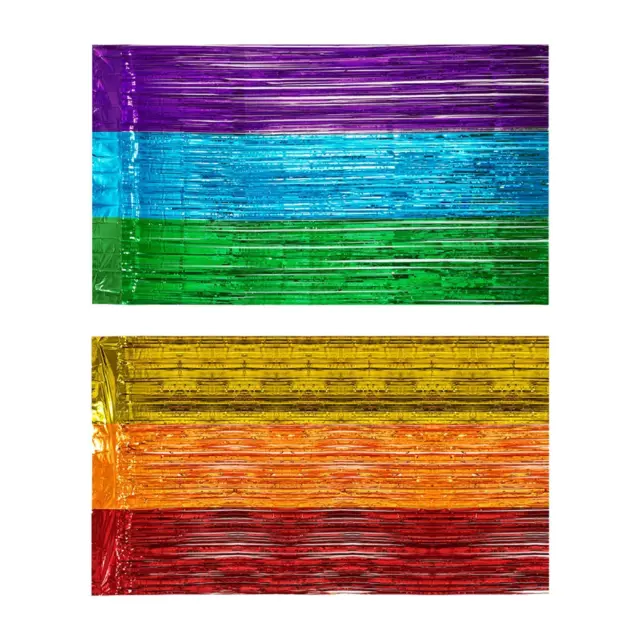 Mardi Gras Metallic Foil Fringe Curtains Decorations Bright Fringe Streamers