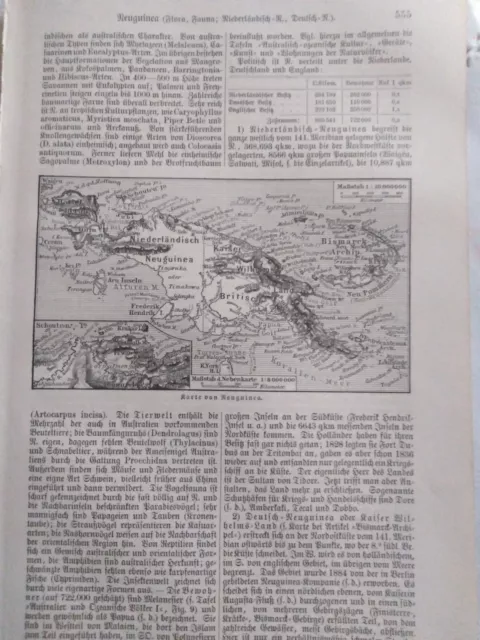 Karte von Neuguinea,Kaiser Wilhelms-Land,+ Beschreibung, Lithographie 1906 -160