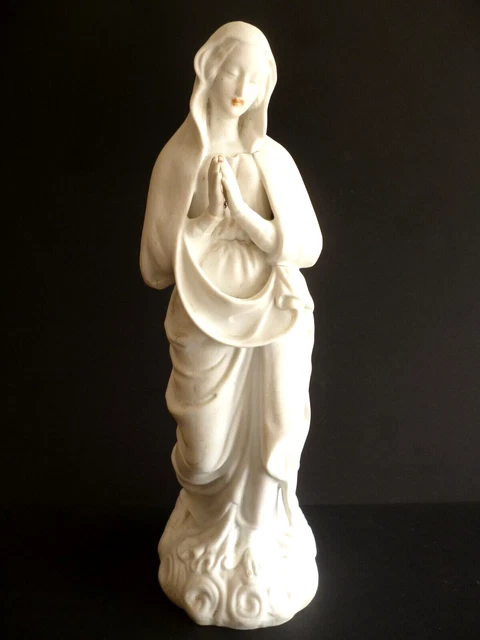 Ancienne Statue Sculpture Vierge Marie Poudre De Marbre Religieux Virgin Mary