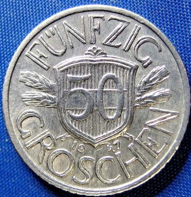 Austria High-Grade 1947 50 Groschen Aluminum Coin