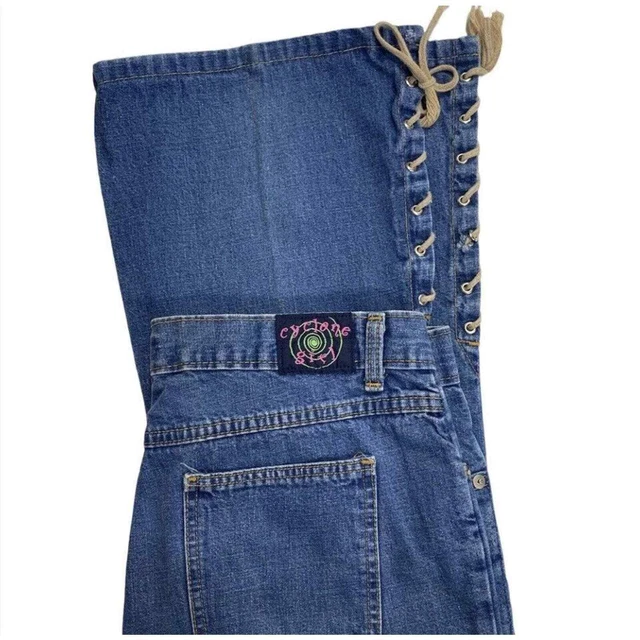 Cyclone Girl boho Y2K lace up bell bottom hippie old skool jeans Size 11
